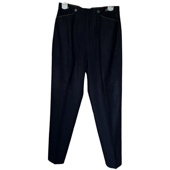 Calvin Klein Womens VTG Wool Trousers Size 8 Black Old Money Quiet Luxury Preppy - Picture 1 of 12